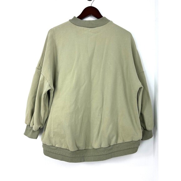 Nap Loungewear Drawstring Hem Cotton Sweatshirt Olive Green M Slouchy Oversize T - Picture 4 of 12